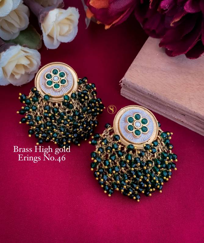 Brass High Gold Fancy Wedding Wear Earrings 2 Wholesale Price In Surat
